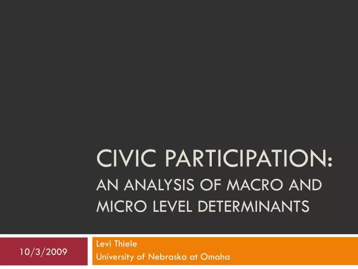civic participation an analysis of macro and micro level determinants