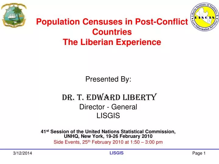 population censuses in post conflict countries the liberian experience