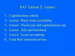 FA3 Lesson 5: Leases