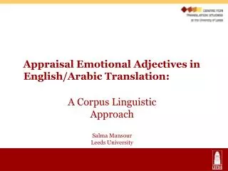 Appraisal Emotional Adjectives in 	English/Arabic Translation: