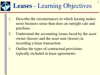 Leases - Learning Objectives