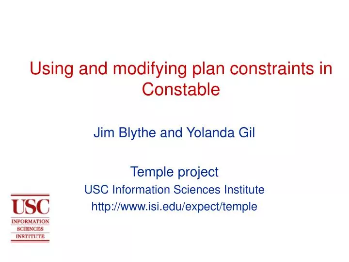 using and modifying plan constraints in constable