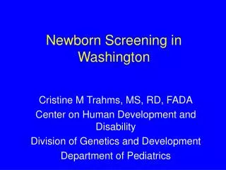 Newborn Screening in Washington