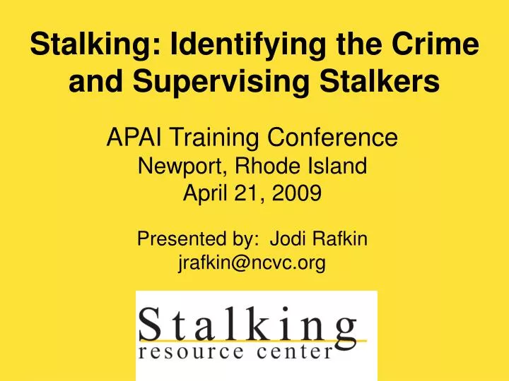 stalking identifying the crime and supervising stalkers