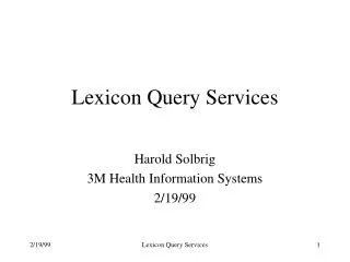 Lexicon Query Services