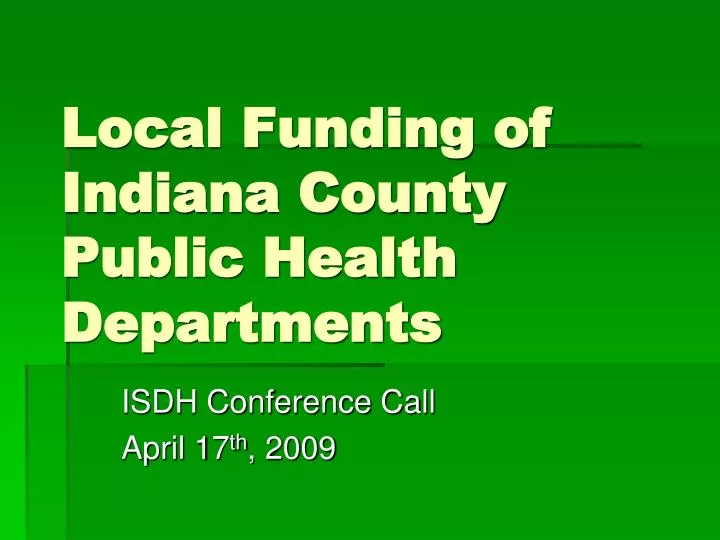 local funding of indiana county public health departments