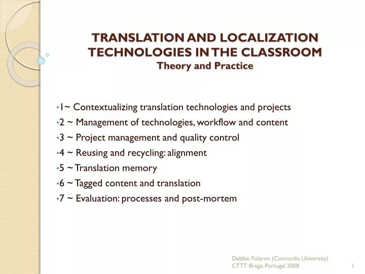 translation and localization technologies in the classroom theory and practice