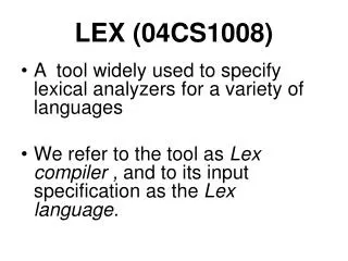 LEX (04CS1008)