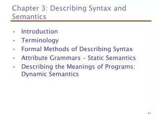 Chapter 3: Describing Syntax and Semantics