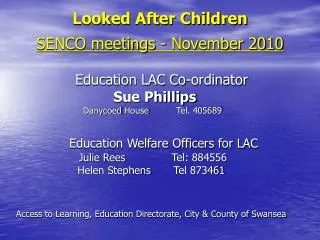 Looked After Children SENCO meetings - November 2010