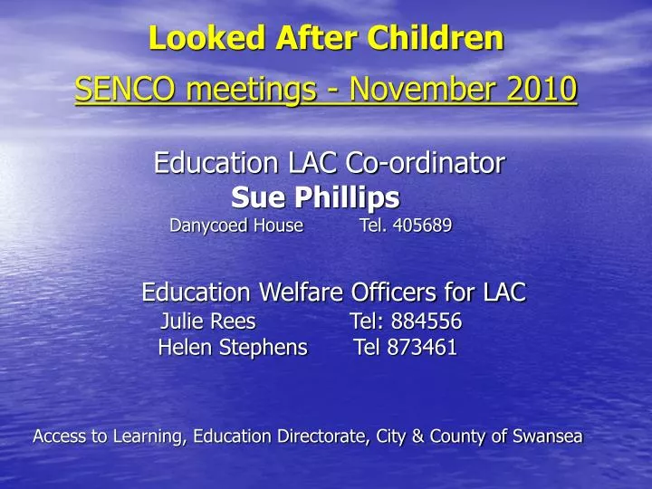 looked after children senco meetings november 2010