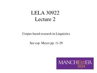 LELA 30922 Lecture 2