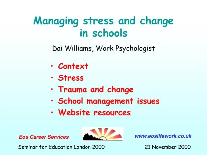 managing stress and change in schools