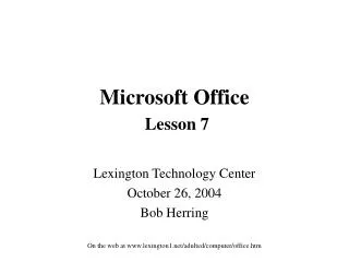 Microsoft Office Lesson 7