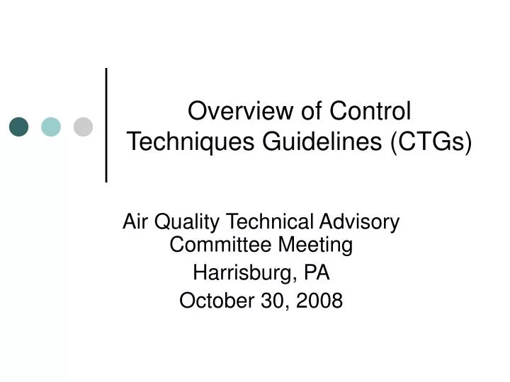 overview of control techniques guidelines ctgs