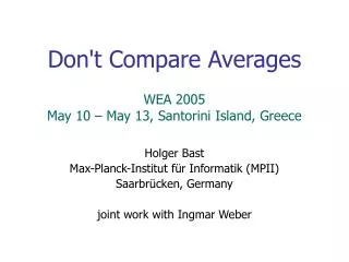 Don't Compare Averages