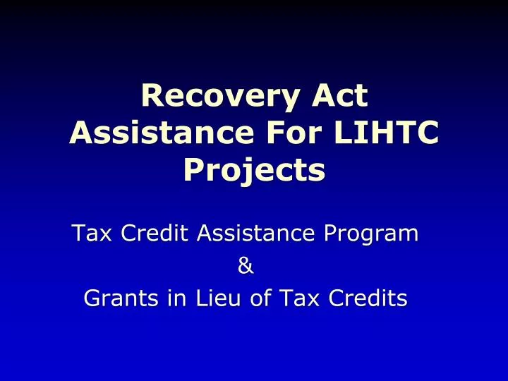 recovery act assistance for lihtc projects