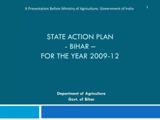 STATE ACTION PLAN - BIHAR – FOR THE YEAR 2009-12