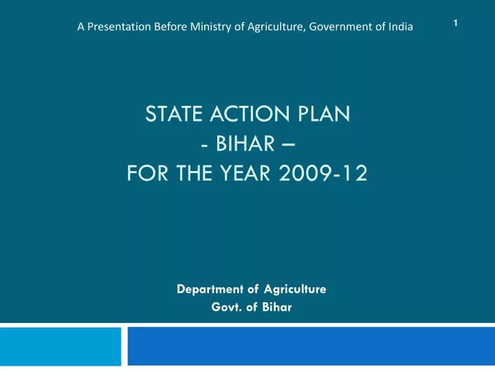 state action plan bihar for the year 2009 12