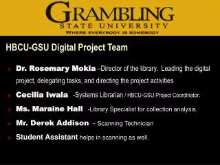 HBCU-GSU Digital Project Team