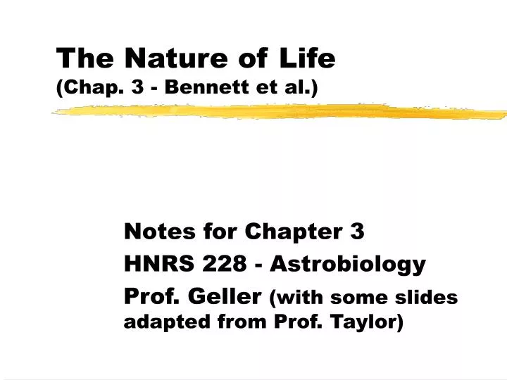 the nature of life chap 3 bennett et al