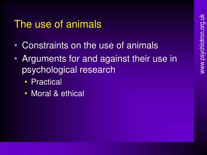 the use of animals