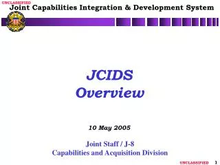 JCIDS Overview 10 May 2005
