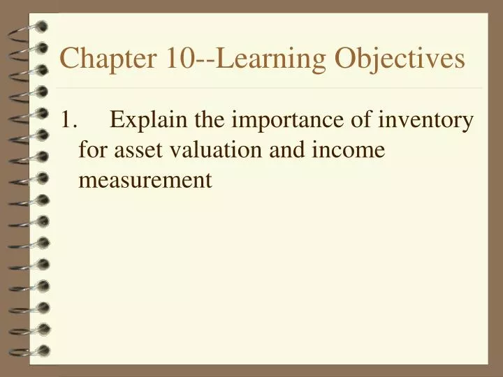 chapter 10 learning objectives