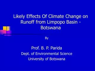 Likely Effects Of Climate Change on Runoff from Limpopo Basin - Botswana