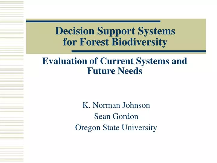 decision support systems for forest biodiversity