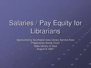 Salaries / Pay Equity for Librarians