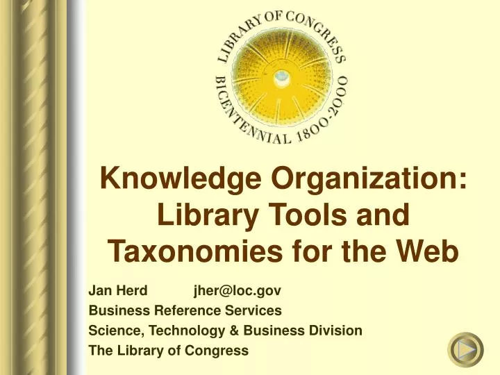 knowledge organization library tools and taxonomies for the web
