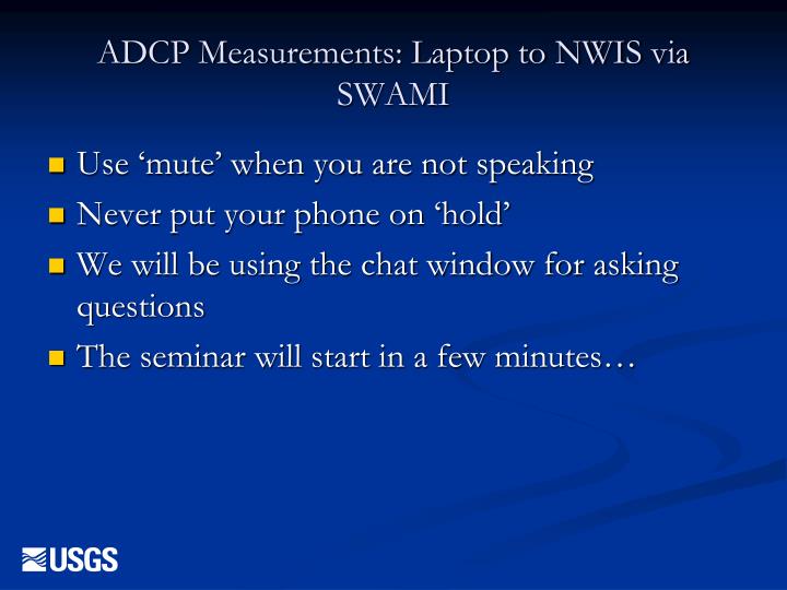 adcp measurements laptop to nwis via swami