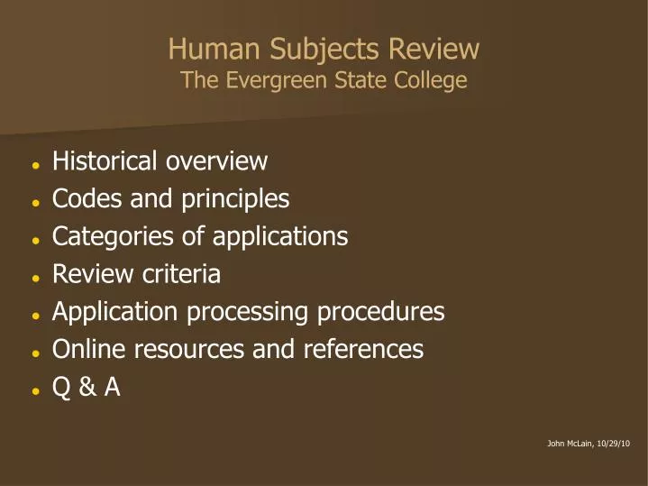 human subjects review the evergreen state college