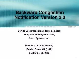 Backward Congestion Notification Version 2.0