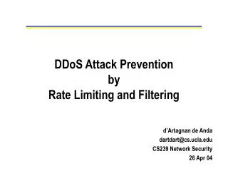 DDoS Attack Prevention by Rate Limiting and Filtering