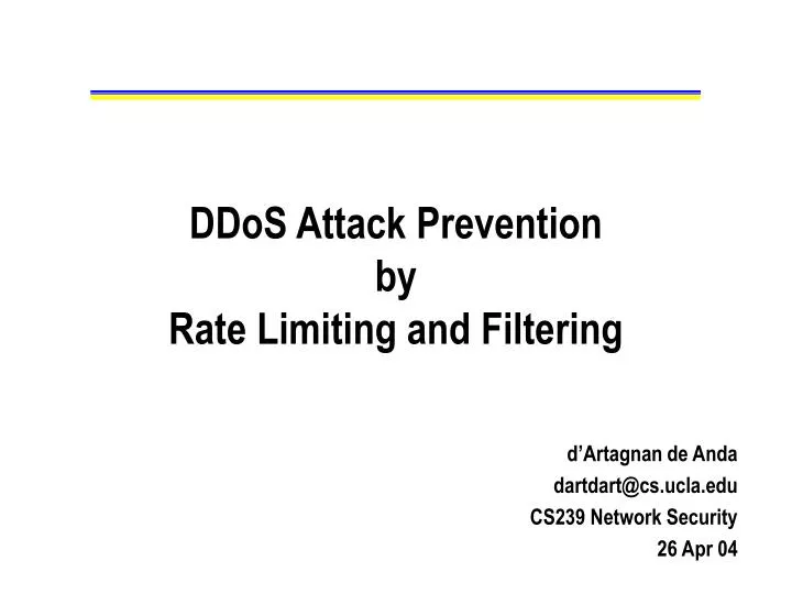 ddos attack prevention by rate limiting and filtering