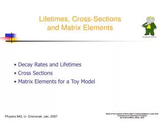 Lifetimes, Cross-Sections and Matrix Elements