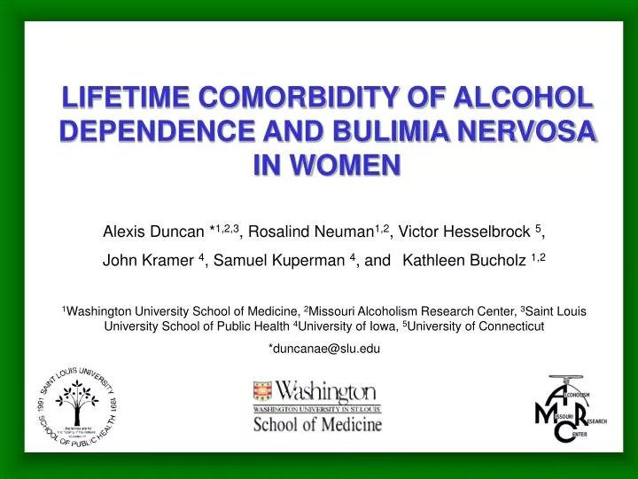 lifetime comorbidity of alcohol dependence and bulimia nervosa in women