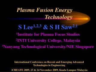 Plasma Fusion Energy Technology