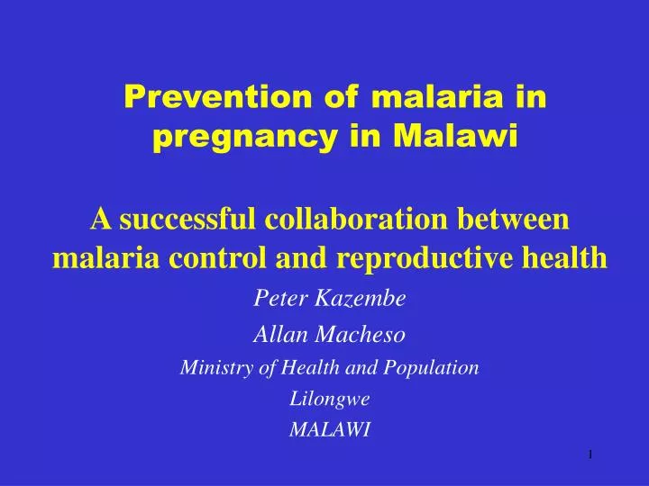 prevention of malaria in pregnancy in malawi