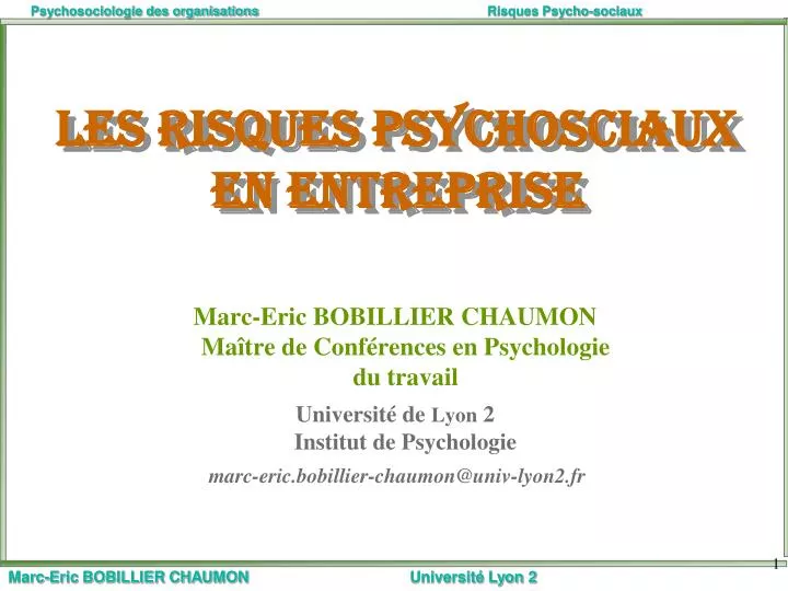 les risques psychosciaux en entreprise