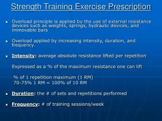 Strength Training Exercise Prescription