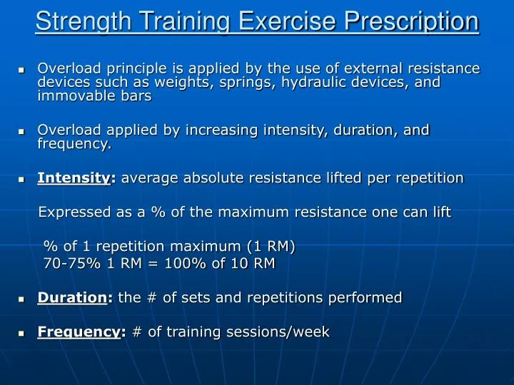 strength training exercise prescription