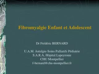 Fibromyalgie Enfant et Adolescent