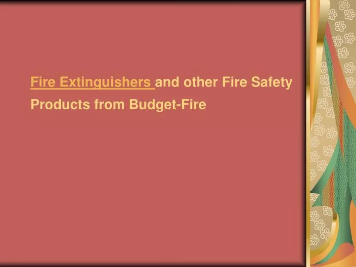 fire extinguishers and other fire safety products from budget fire