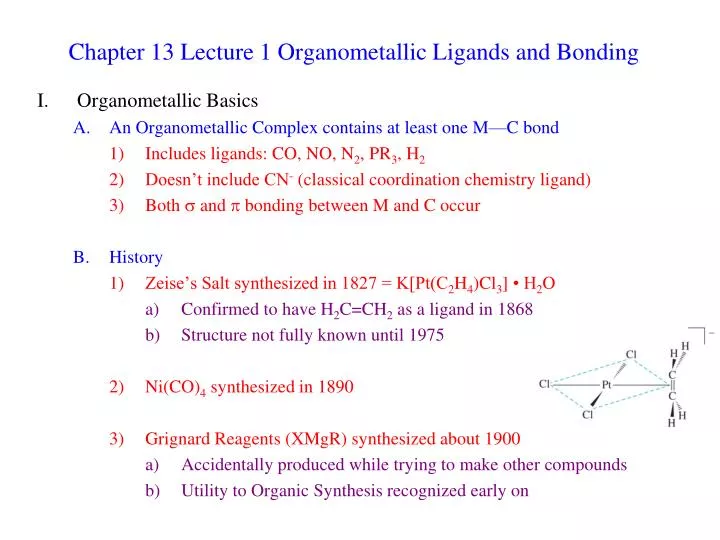 chapter 13 lecture 1 organometallic ligands and bonding