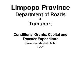 Limpopo Province Department of Roads &amp; Transport
