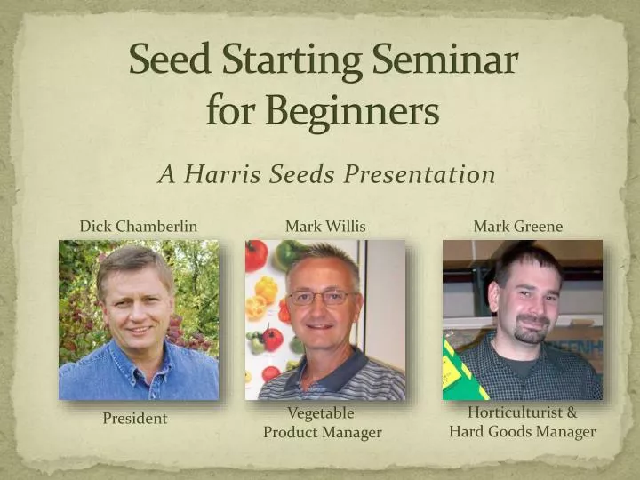 seed starting seminar for beginners