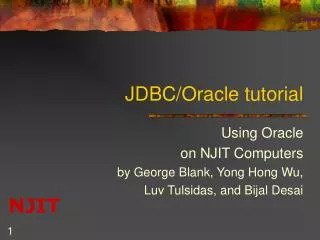 JDBC/Oracle tutorial